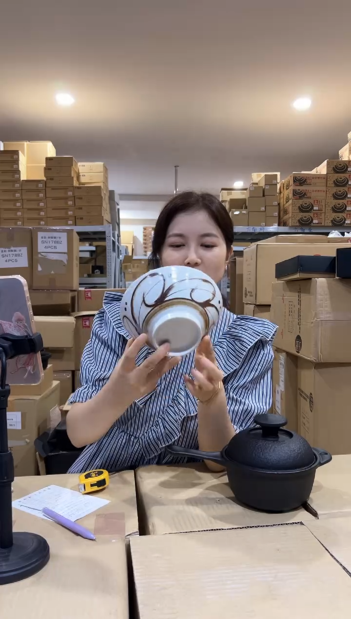 美浓烧茶色唐草鯛茶口径17.5cm2个