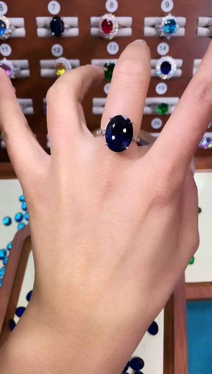 无925银皇家蓝色戒指