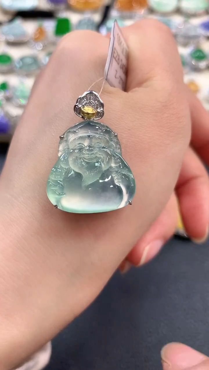 【闪购商品】翡翠吊坠(不含链)18K金镶嵌m63       