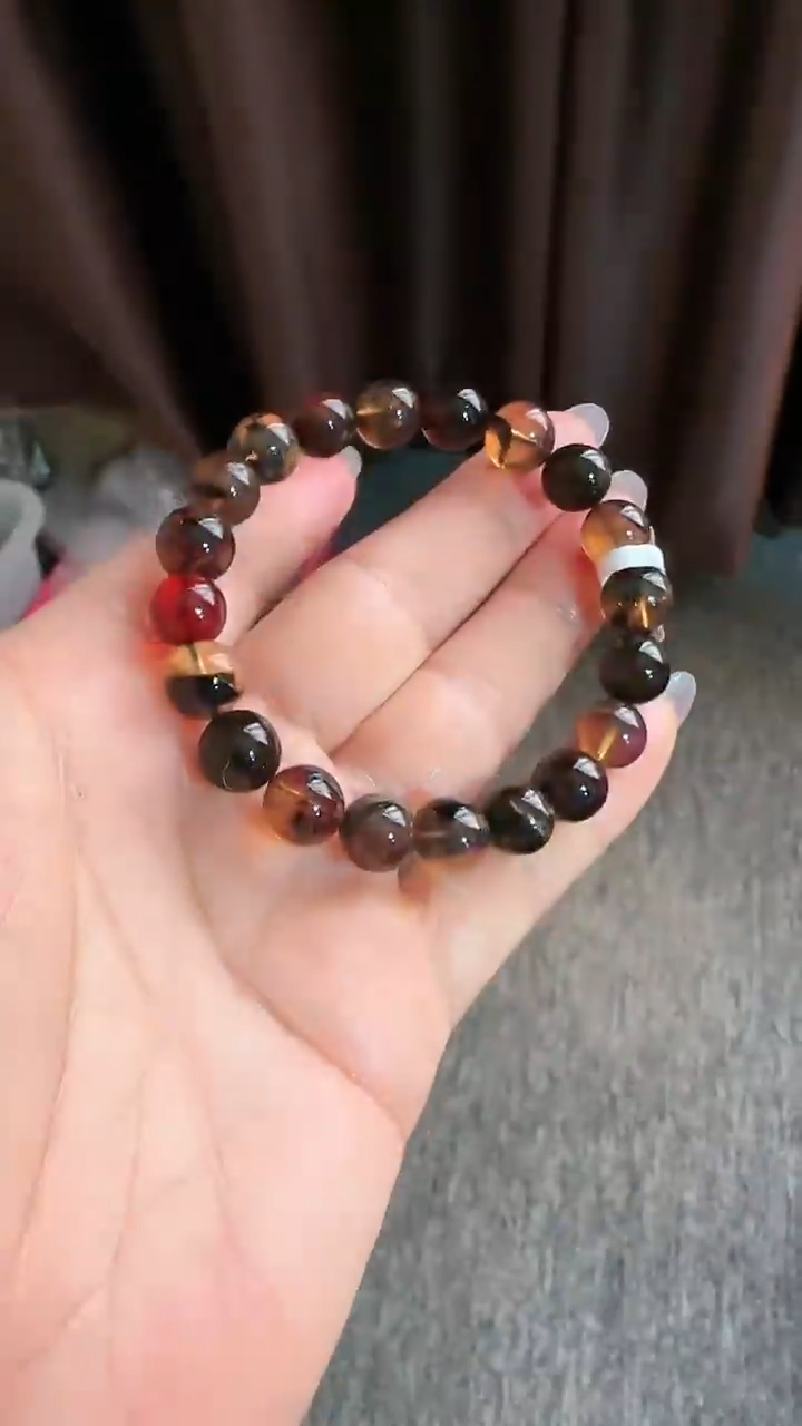 【闪购商品】琥珀手链未镶嵌规格9微瑕多宝手串#4