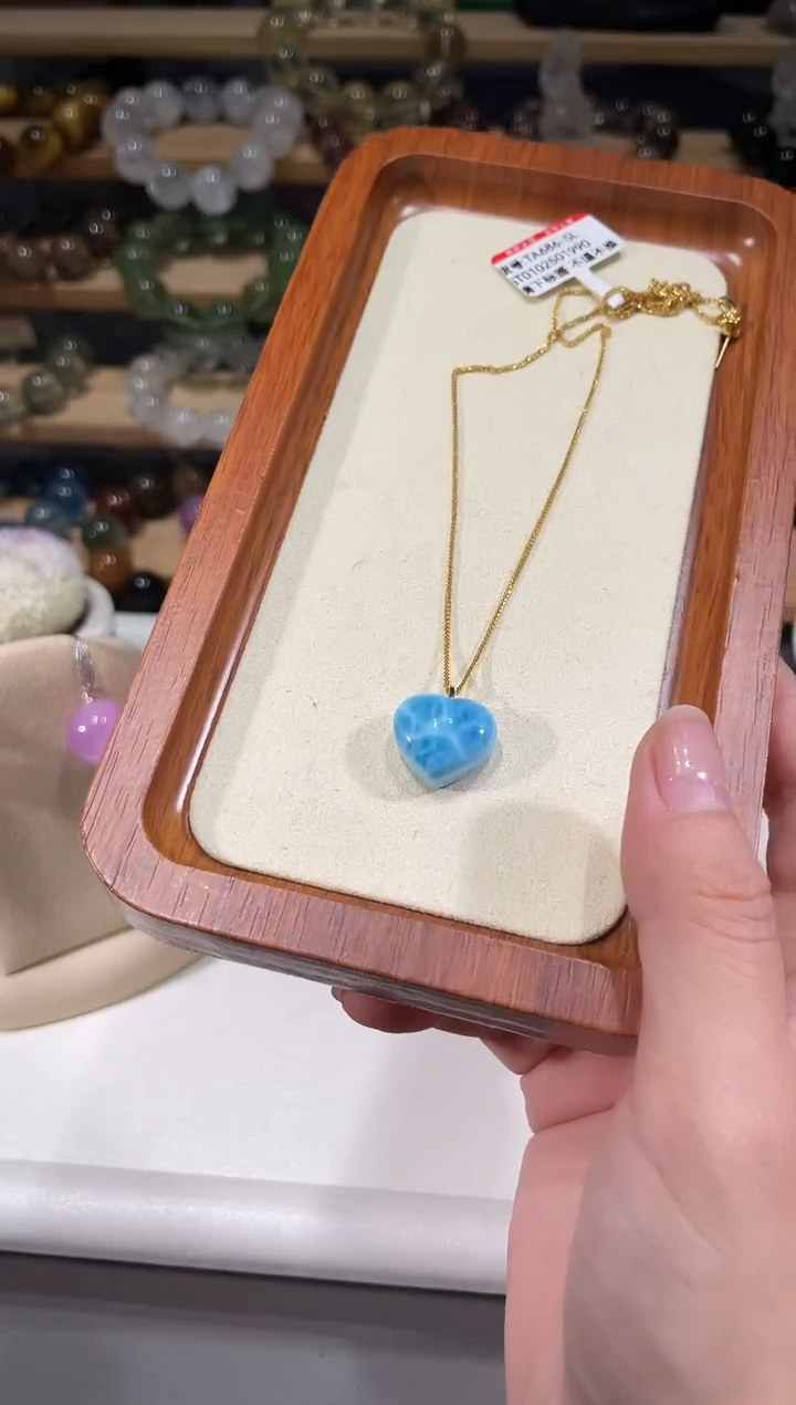 未镶嵌针钠钙石（海纹石）颈饰A581海纹石爱心吊坠