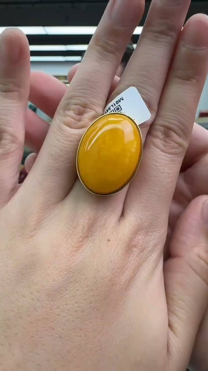 【闪购商品】琥珀戒指银S925镶嵌秒拍号398