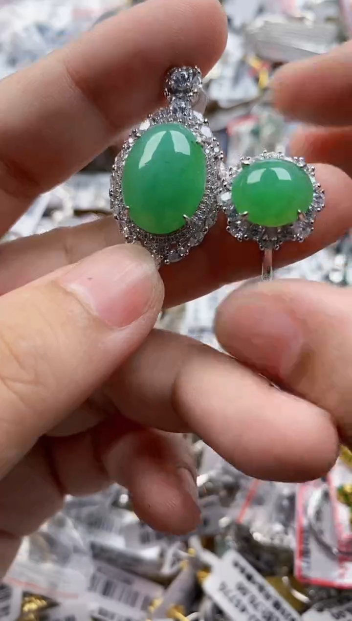 银S925镶嵌戒指翡翠222   6