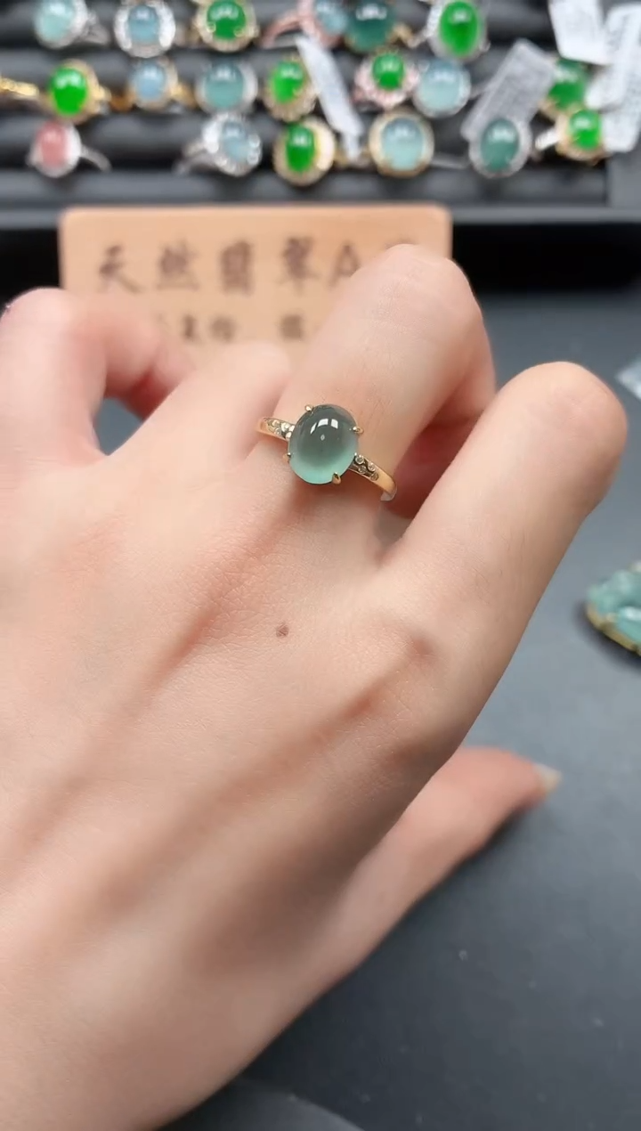 银S925镶嵌戒指翡翠1