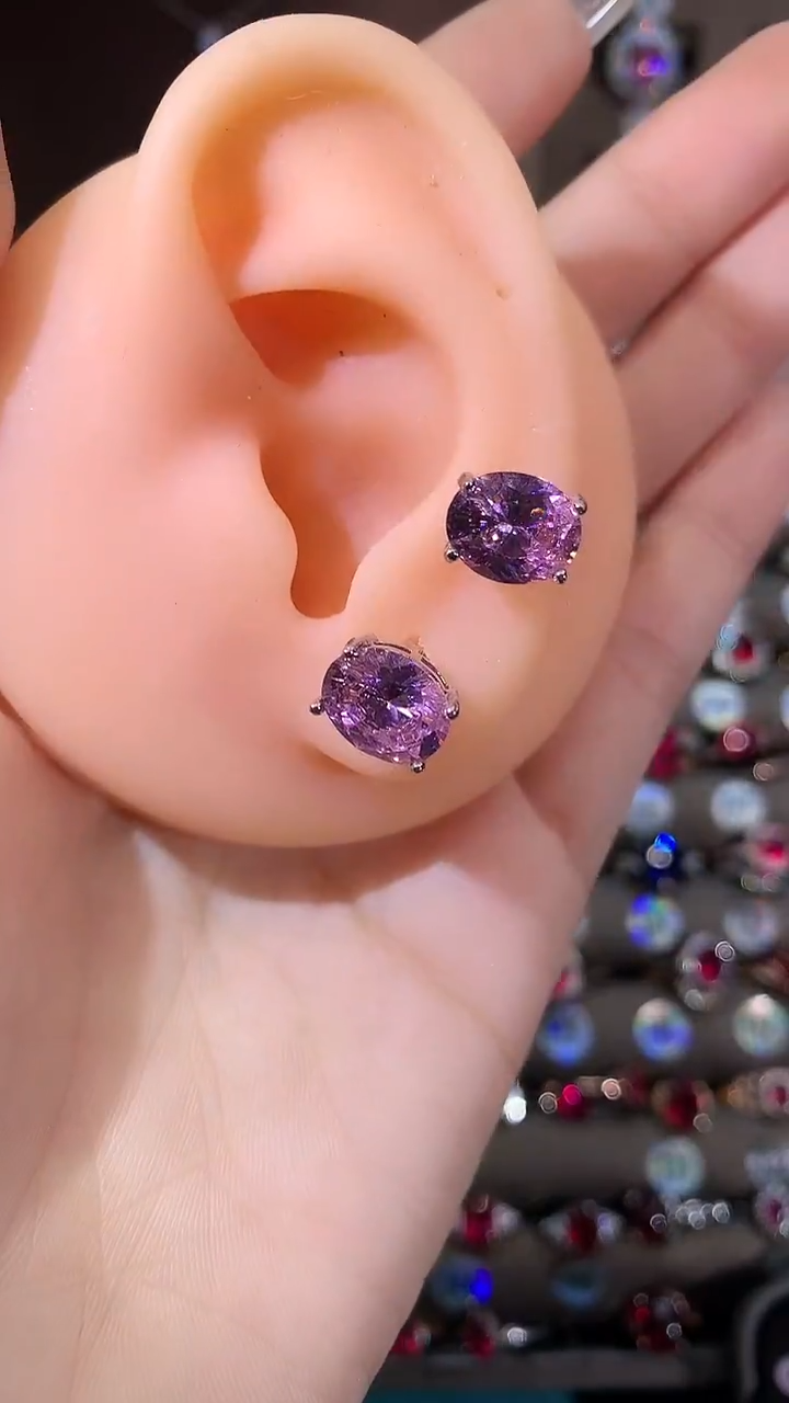 银S925镶嵌耳饰碧玺810