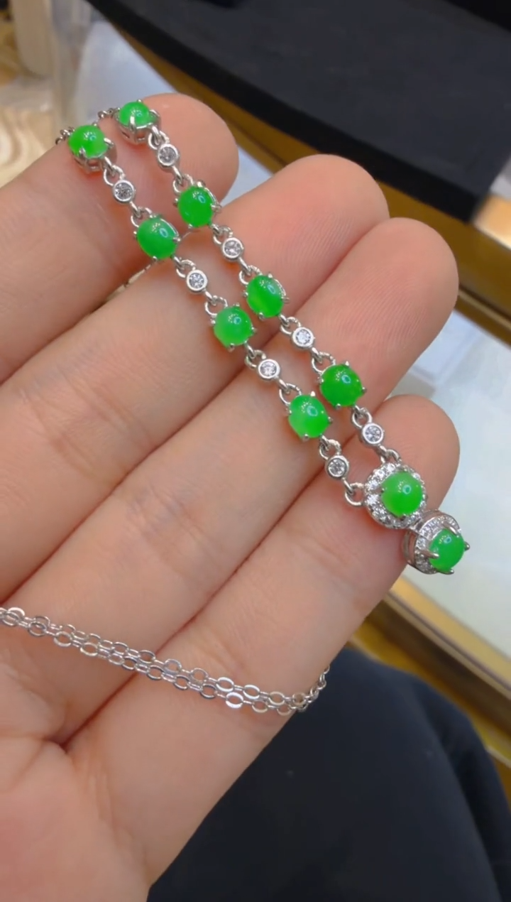 套链银S925镶嵌翡翠多样性团购发一件