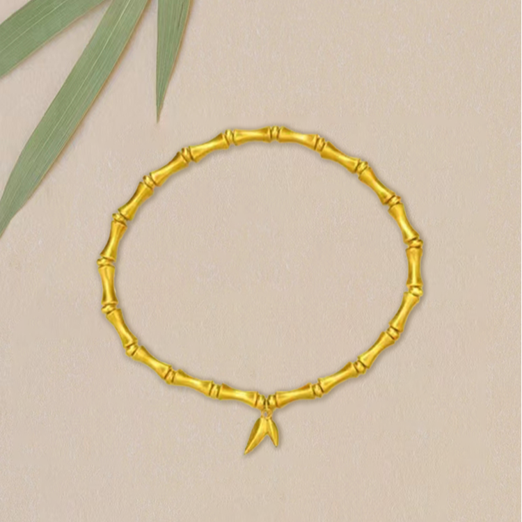 12期免息【中国黄金】投资 足金竹节黄金手链盘缠手串竹报平安