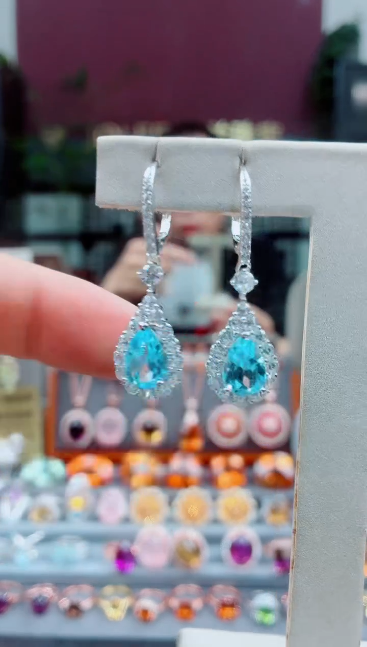 银S925镶嵌托帕石耳钉托帕石耳钉