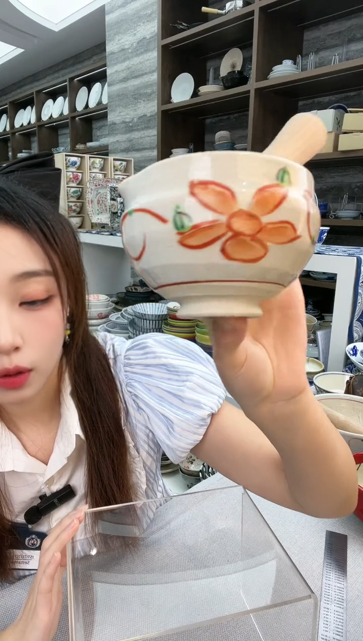 陶濑户烧手绘研磨碗9.3cm+木棒