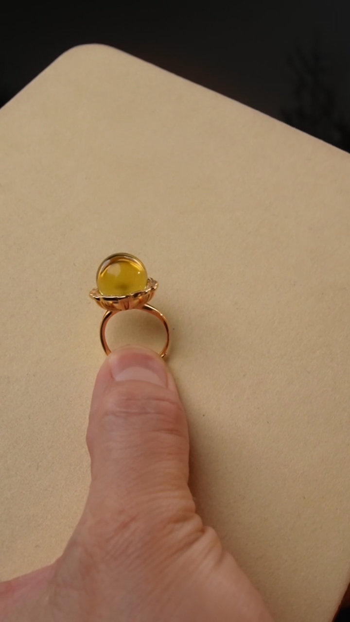 【闪购商品】琥珀颈饰银S925镶嵌14+蓝珀戒指