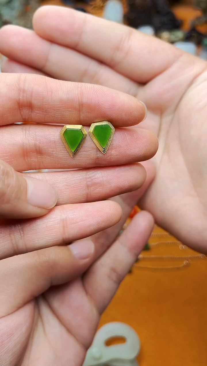 【闪购商品】和田玉耳饰银S925镶嵌耳饰