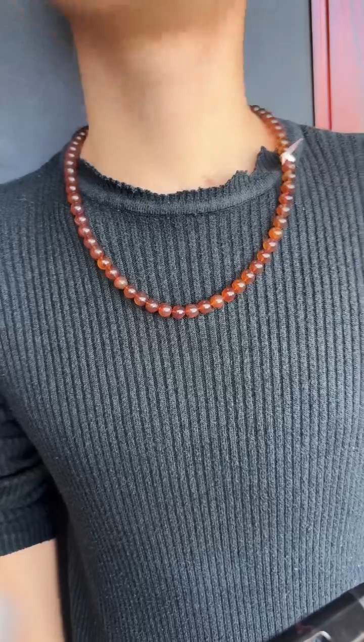 琥珀颈饰未镶嵌#25缅甸琥珀紫罗兰妈妈链8mm