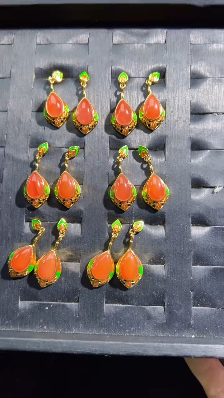【闪购商品】南红玛瑙耳饰未镶嵌耳钉商品多样性发货1