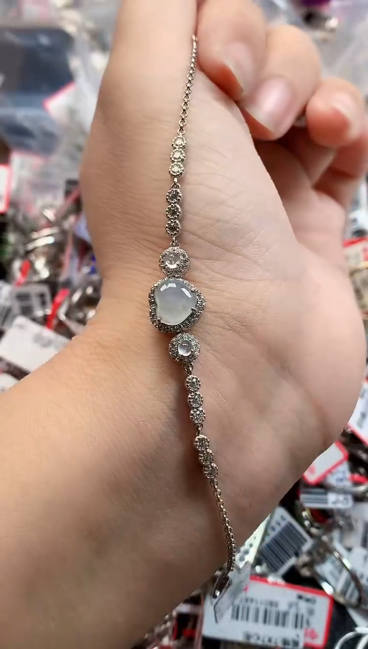 银S925镶嵌戒指翡翠天然A货缅甸翡翠