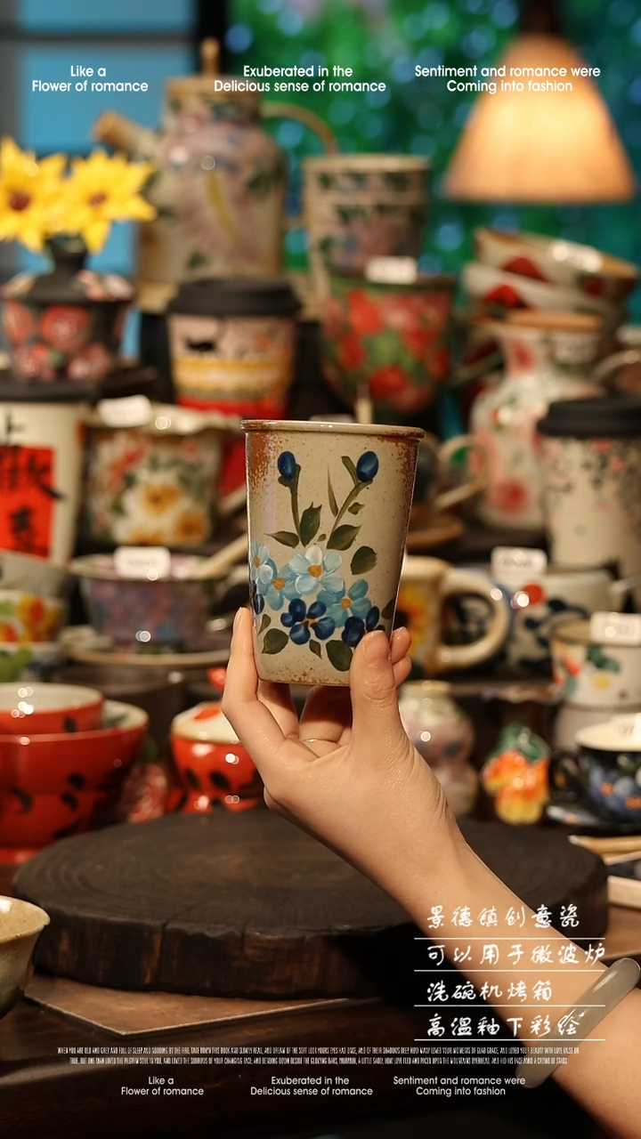 陶瓷景德镇高温釉下彩手工手绘款式