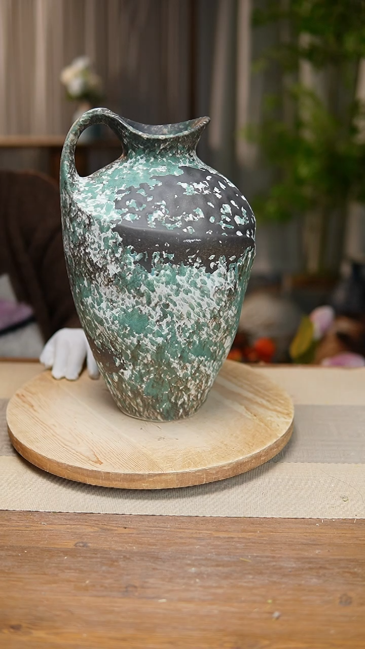 【闪购商品】陶瓷花器涂鸦绿奶壶