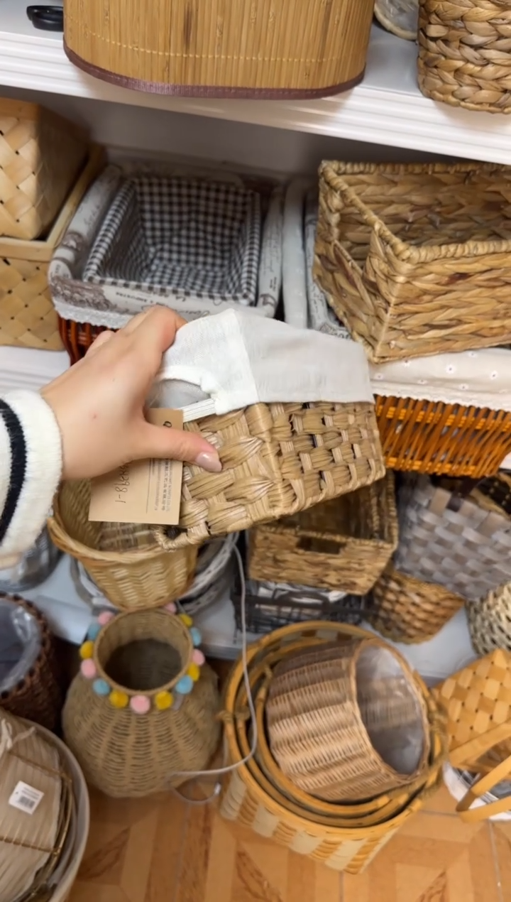 k*微瑕捡漏塑编长方形小筐