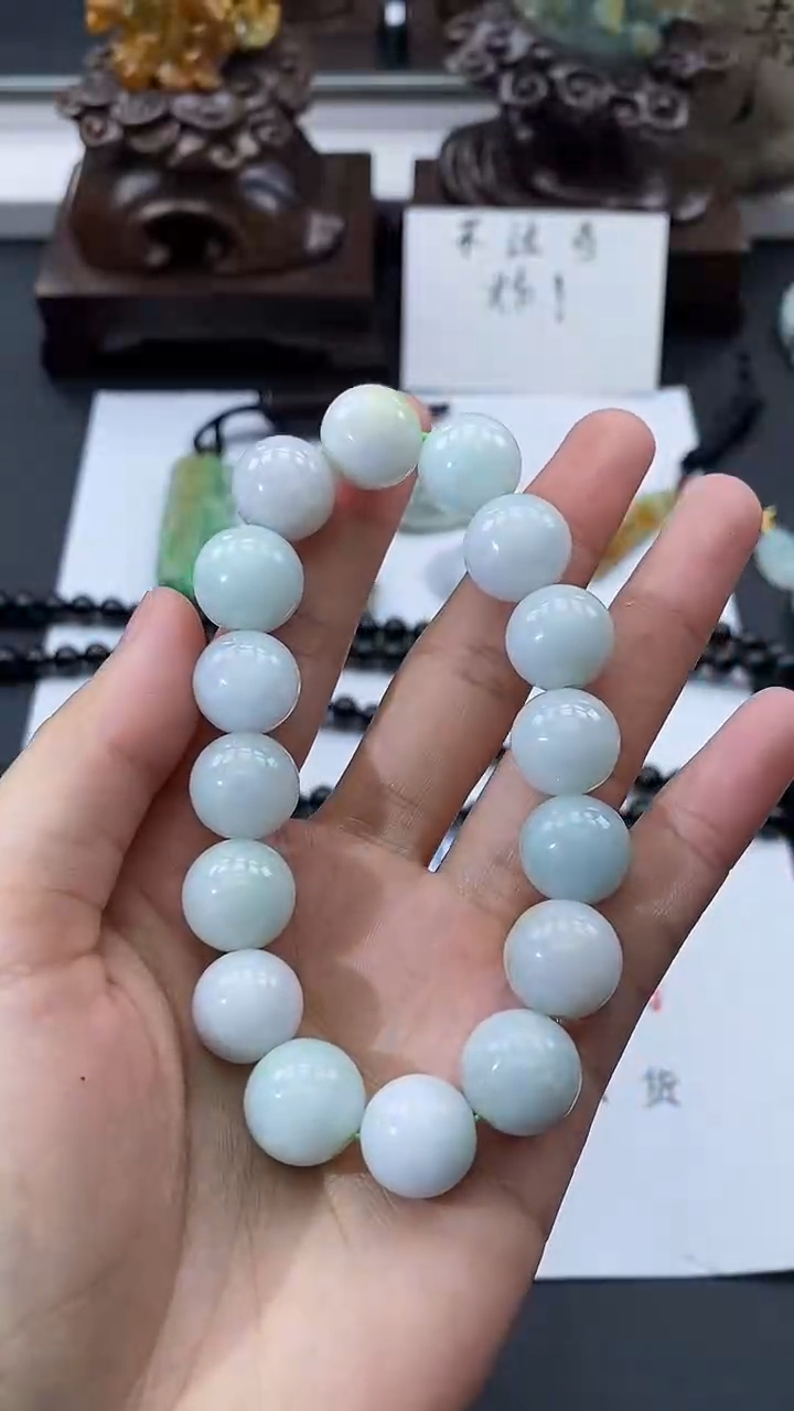 颈饰未镶嵌翡翠天然缅甸A货翡翠手串13mm