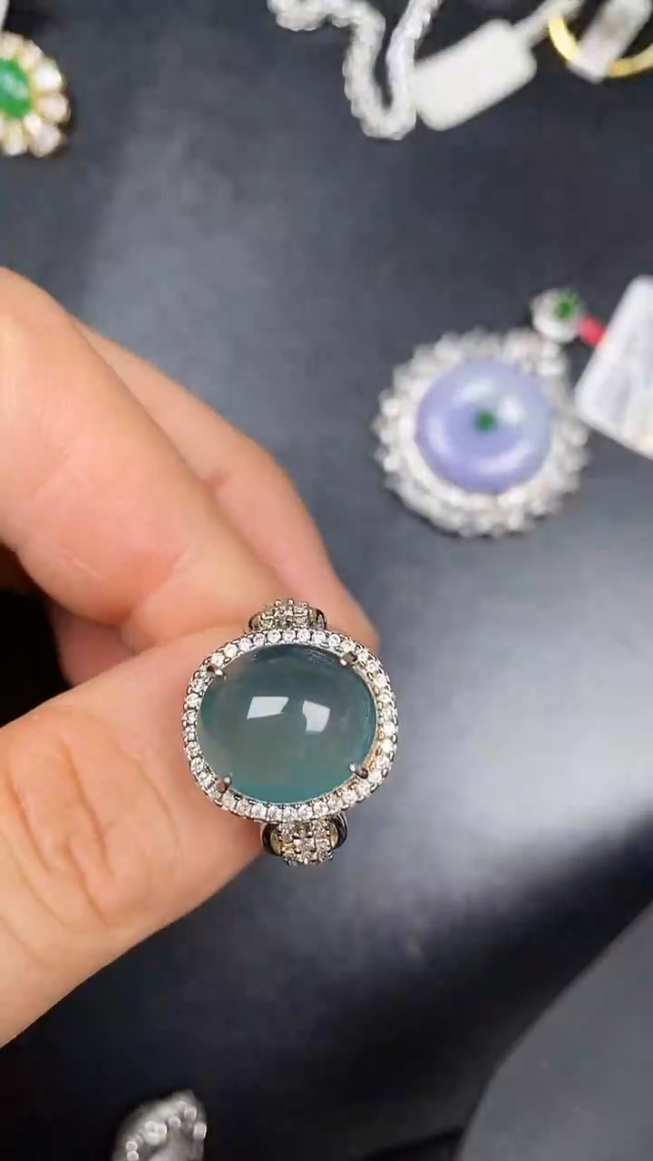 银S925镶嵌戒指翡翠1480