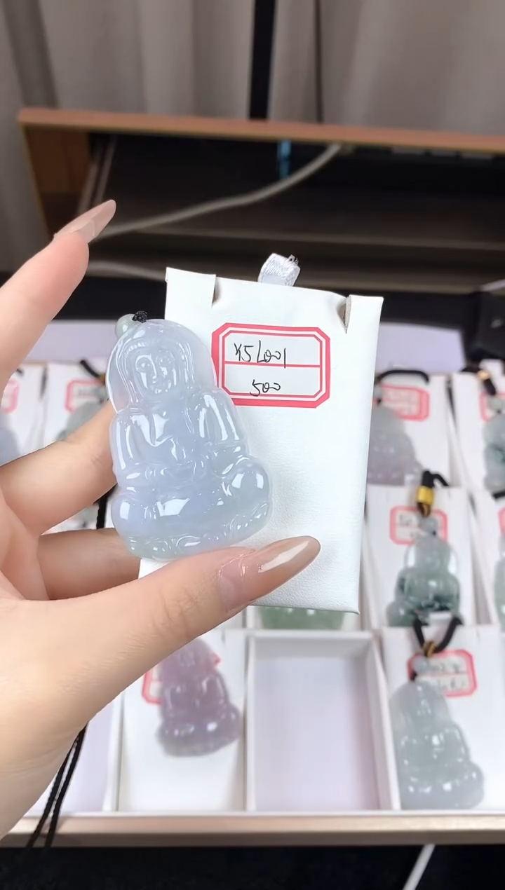 翡翠未镶嵌颈饰Y5K001翡翠冰绿观音