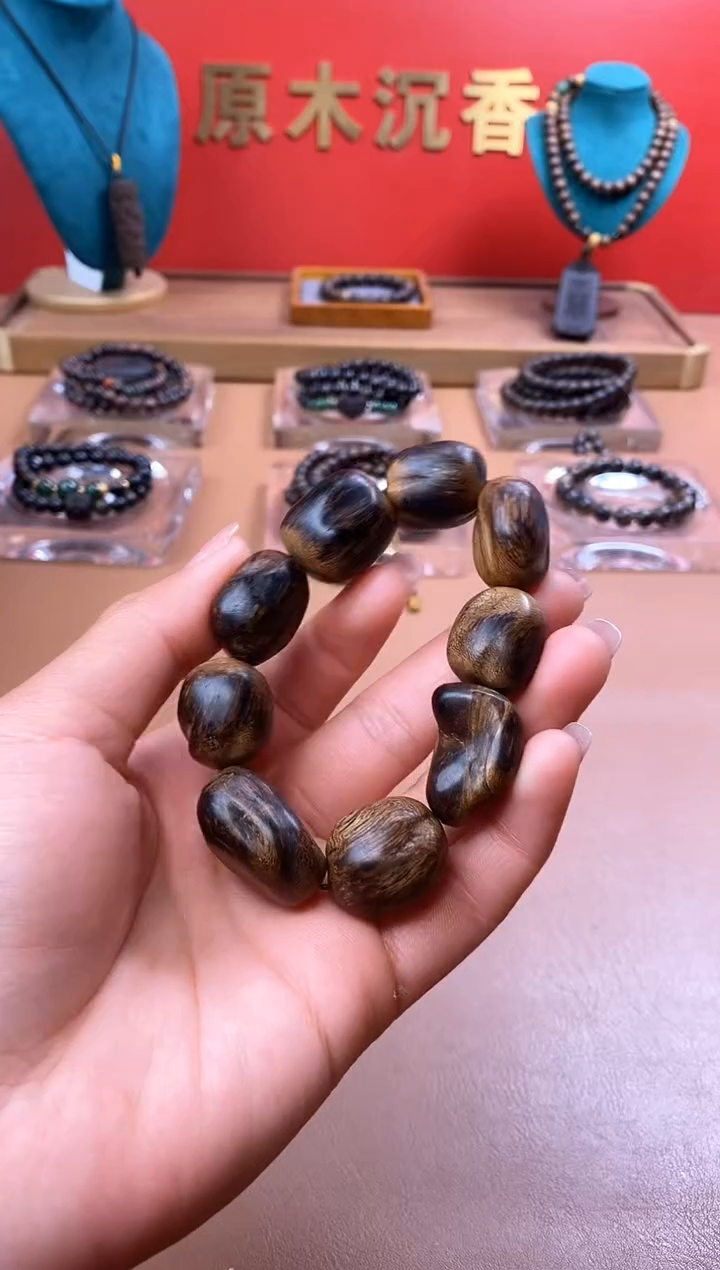 【闪购商品】沉香手串M臻品级白棋螺旋留疤随型