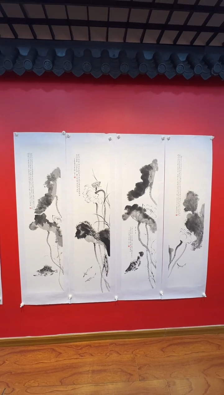 国画张建伟老师国画作品-四条屏