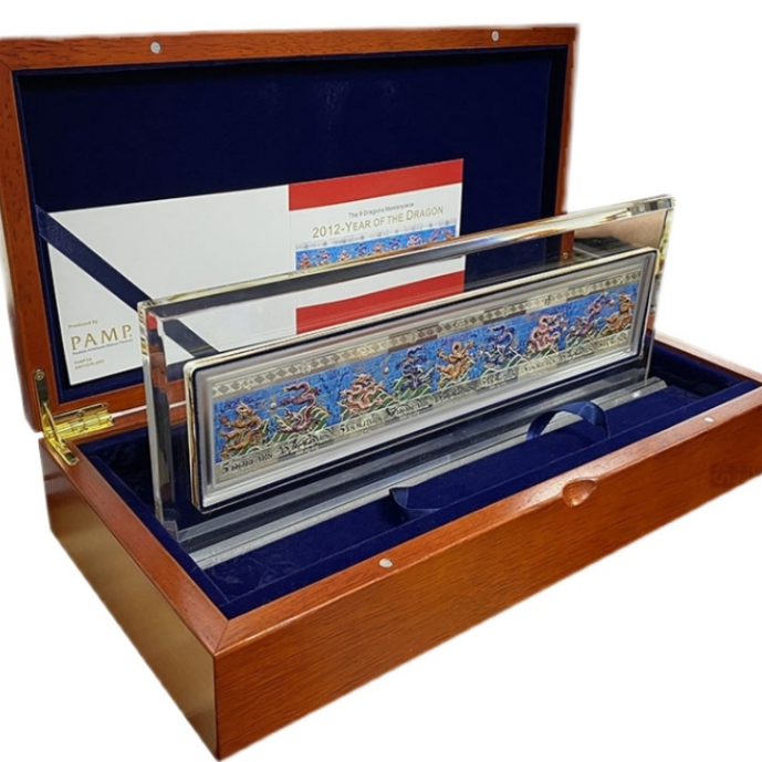 2012九龙壁彩色银币40克*9枚共360克 纯银999 龙腾盛世