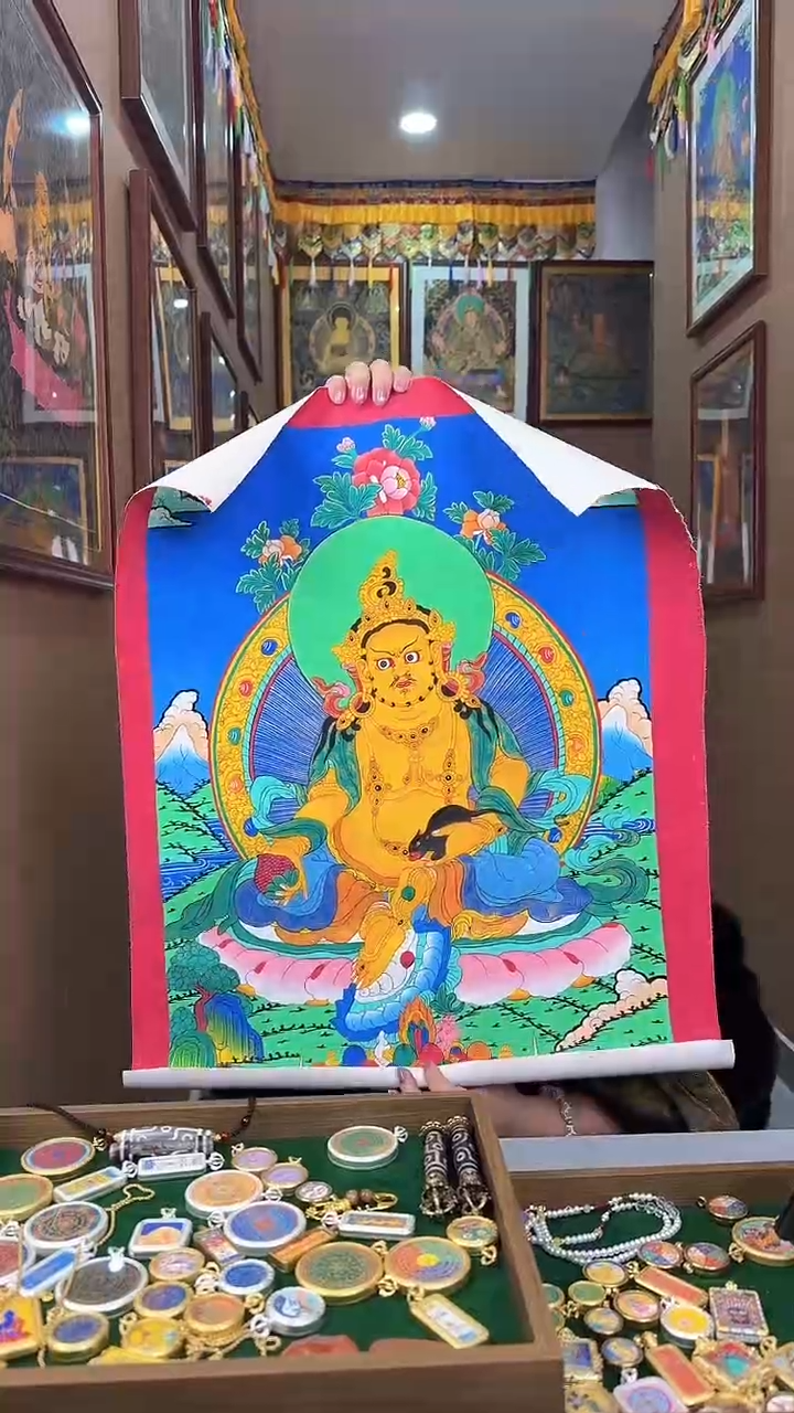 吊坠黄财神-热贡纯手绘唐卡