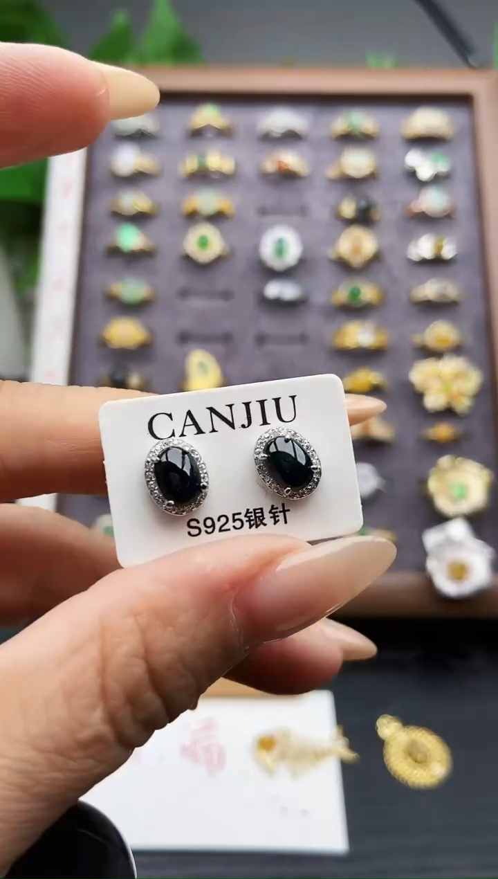 银S925镶嵌戒指翡翠12