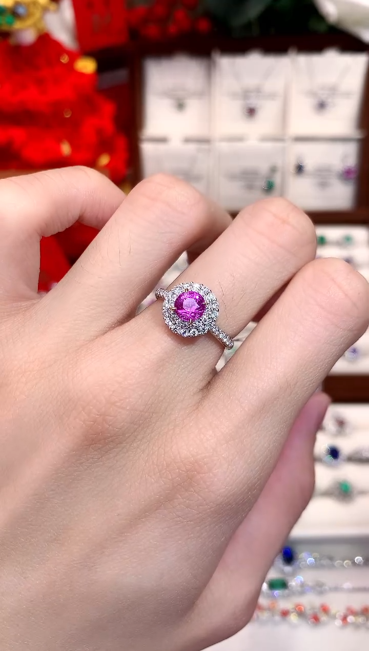 【闪购商品】彩色蓝宝石戒指18K金镶嵌1.15ct/天然宝石/七天无理由