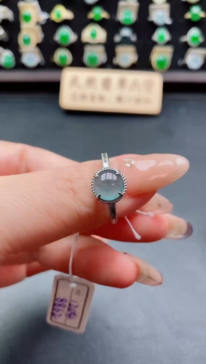 银S925镶嵌戒指翡翠1