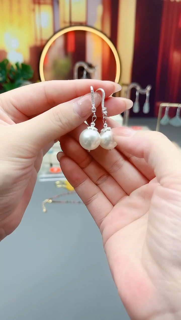 耳环拼合珍珠（马贝珠）银S925镶嵌239