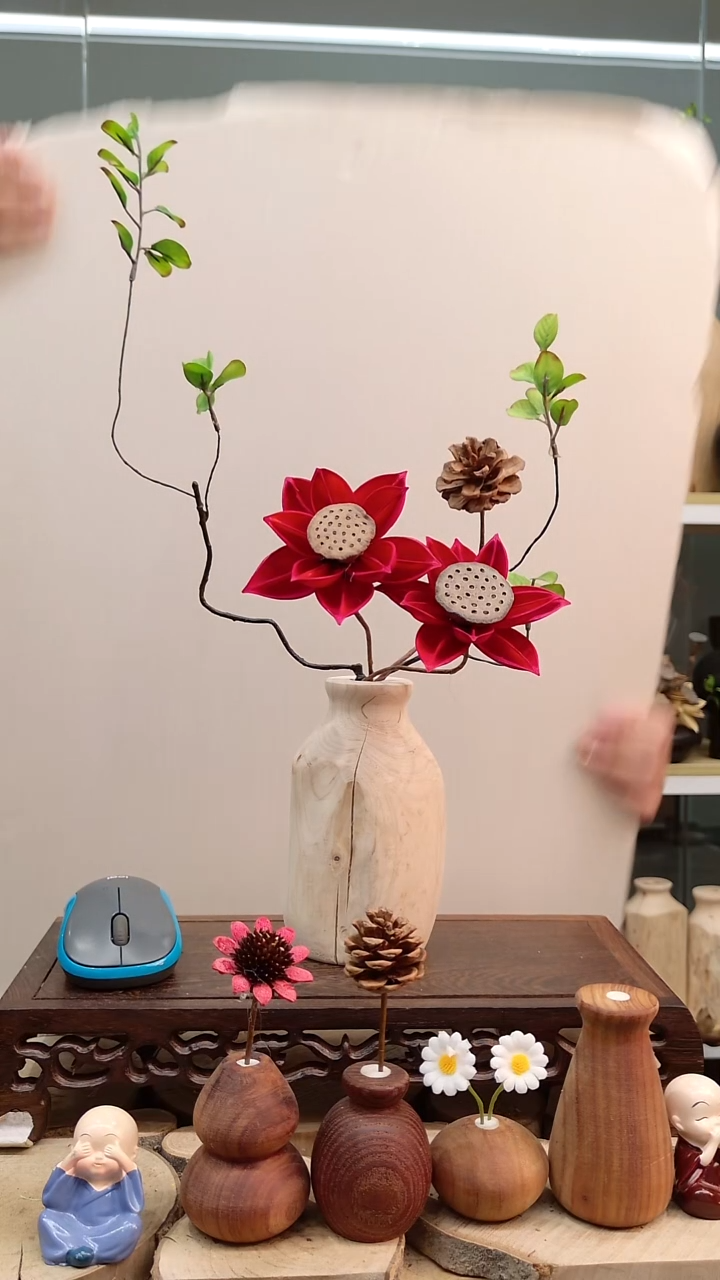 木实木花瓶配花一套