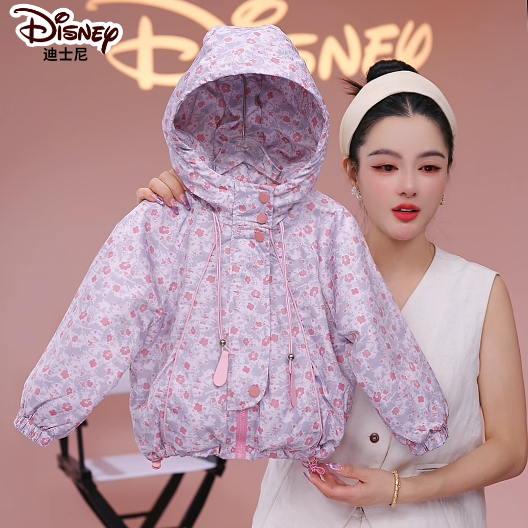Disney/迪士尼2025新款秋装儿童韩版洋气格纹休闲风宽松百搭外套