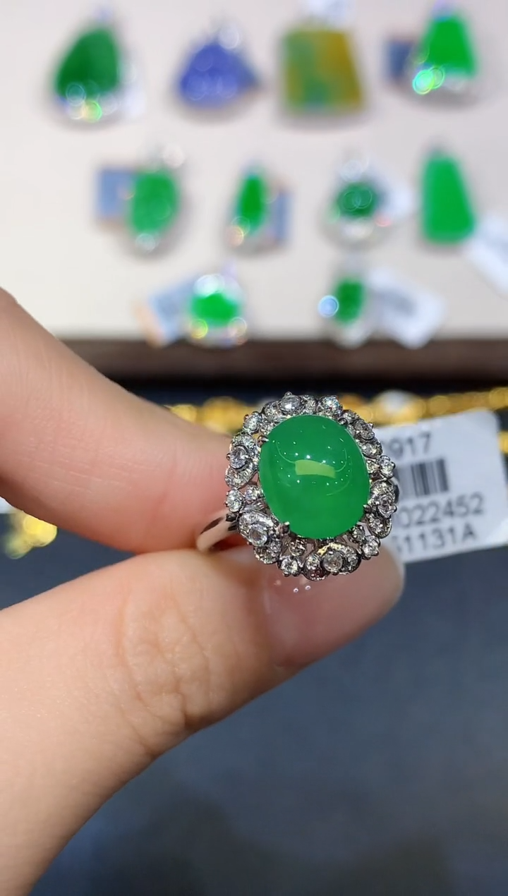 翡翠戒指18K金镶嵌SY多样性发其一