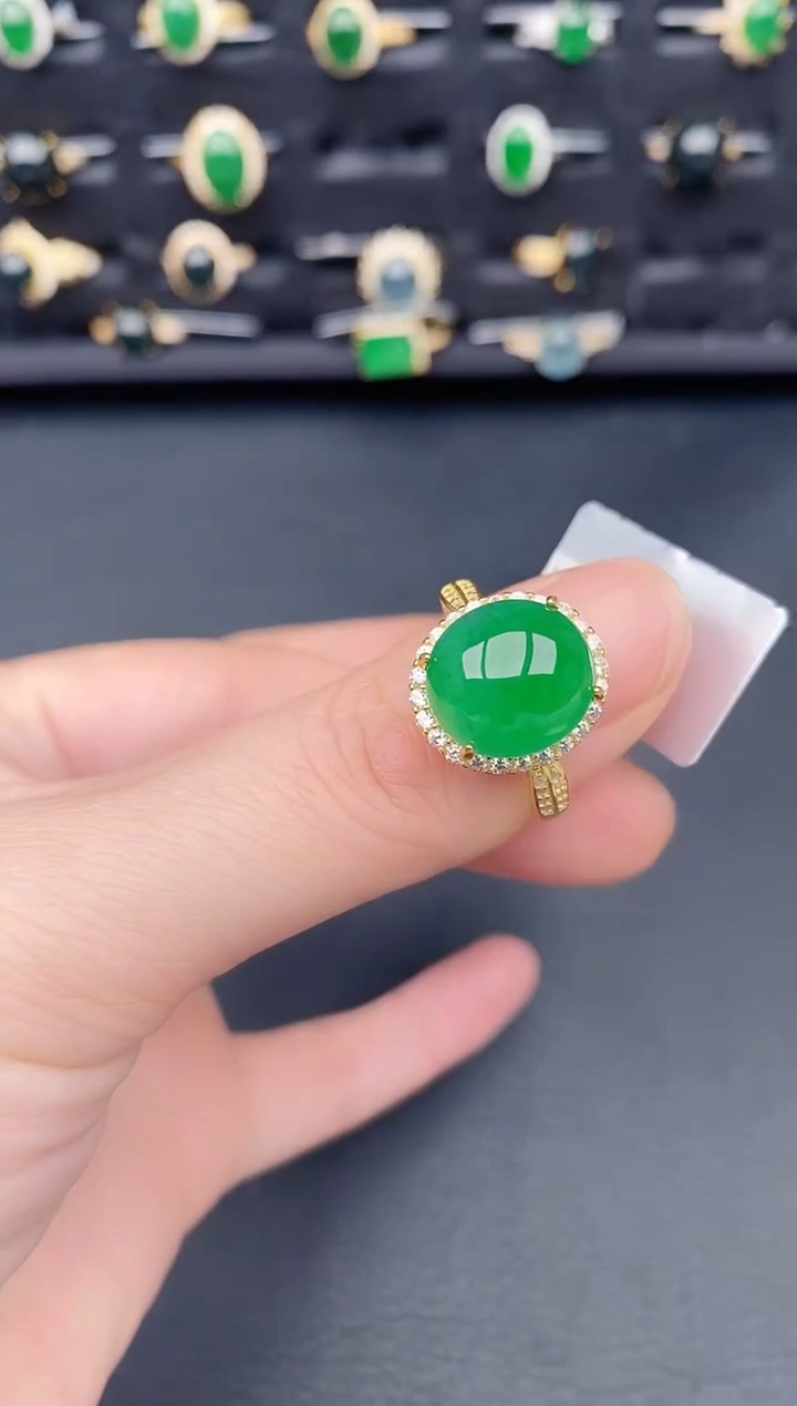 银S925镶嵌戒指翡翠天然a货翡翠189