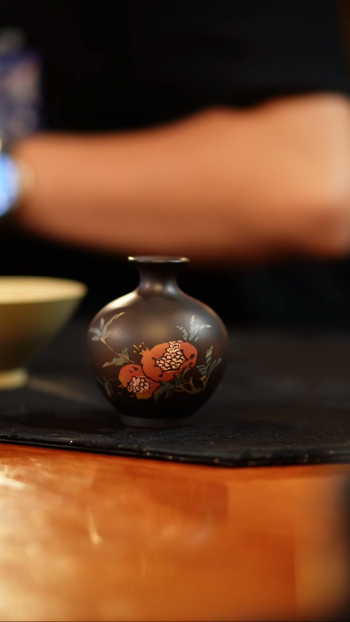 紫*【陶点茶YUN】建水紫陶 小花器 