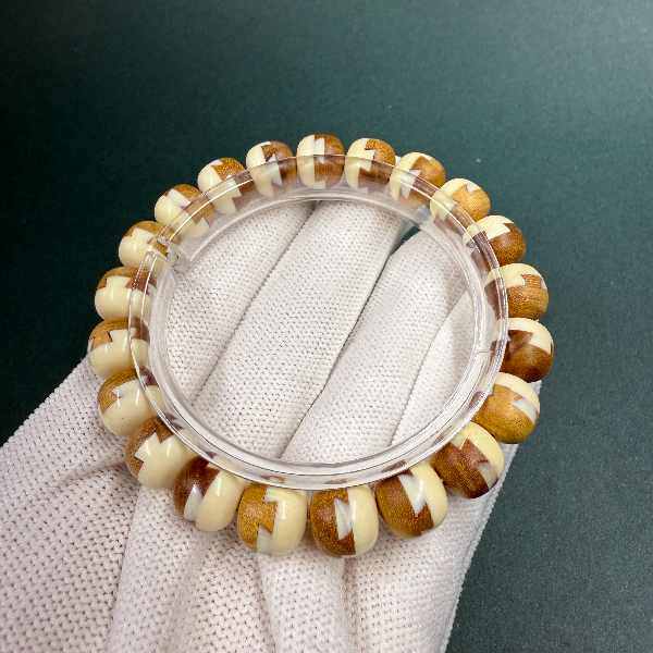 D1512天然猛犸牙榫卯手串 支持鉴定 假一罚四