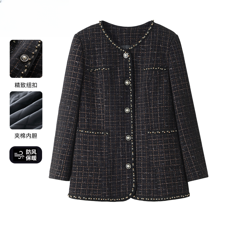 2025秋冬季新大码女装百搭小香风外套气质收腰遮肉显瘦ZB5482