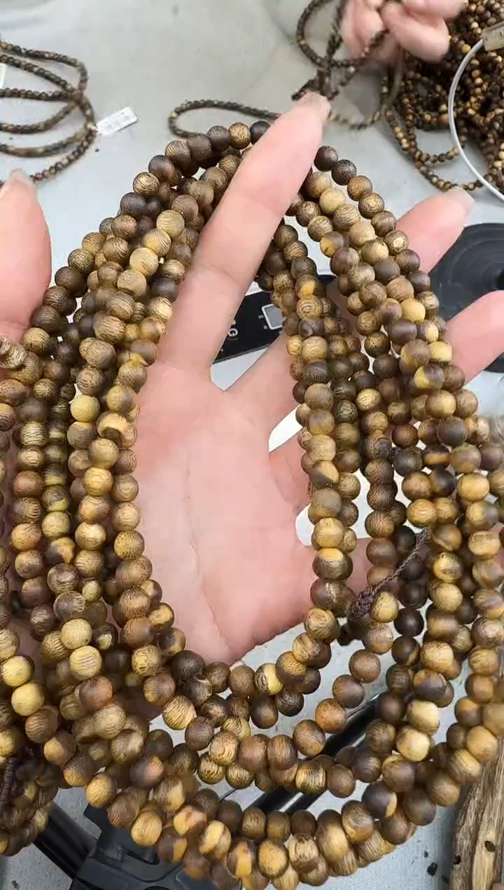 沉香手串0611虎斑棋圆珠多圈多样性发一