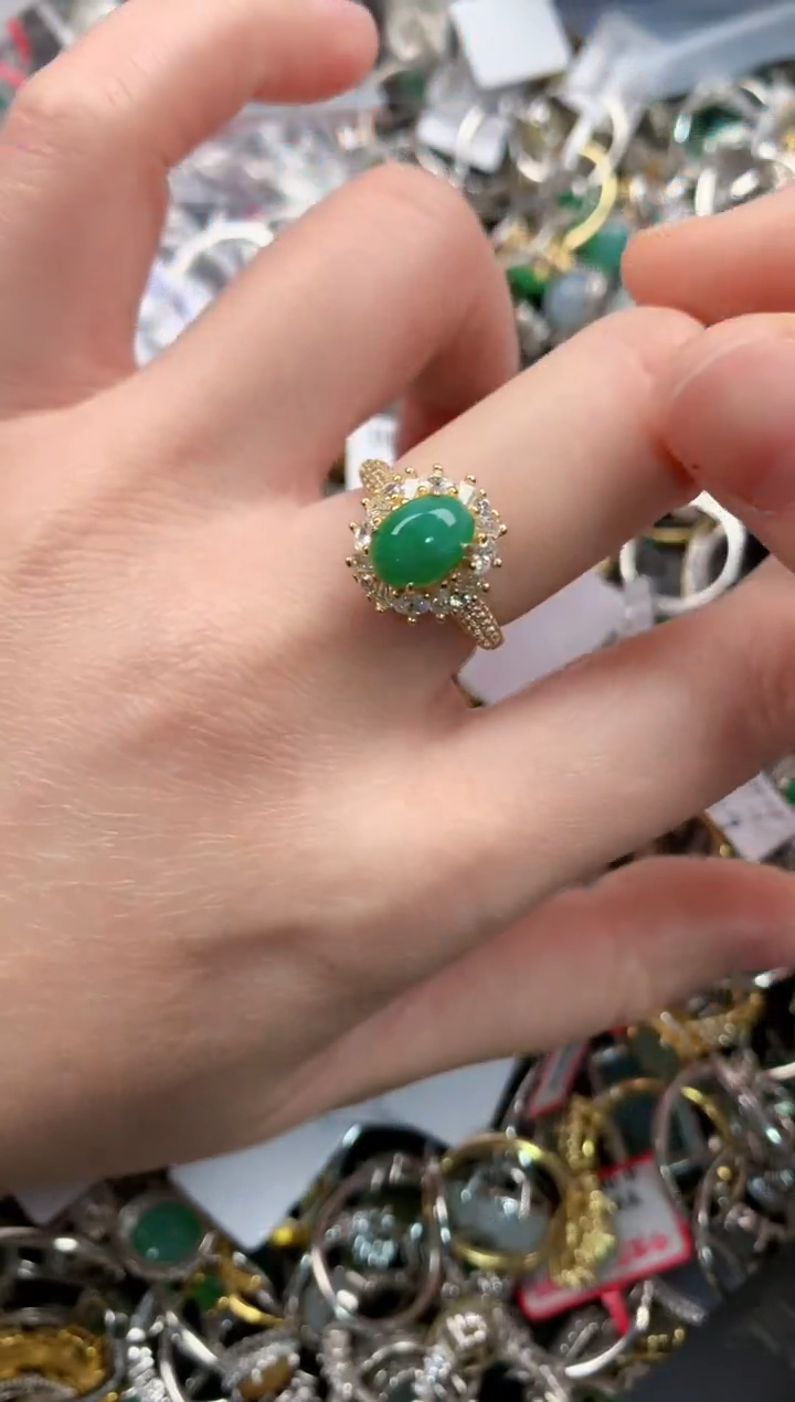 银S925镶嵌戒指翡翠222   9