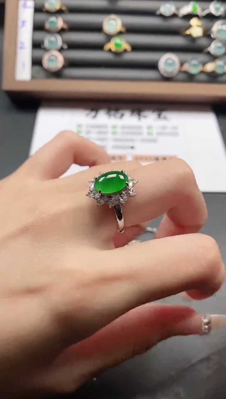 银S925镶嵌戒指翡翠51511