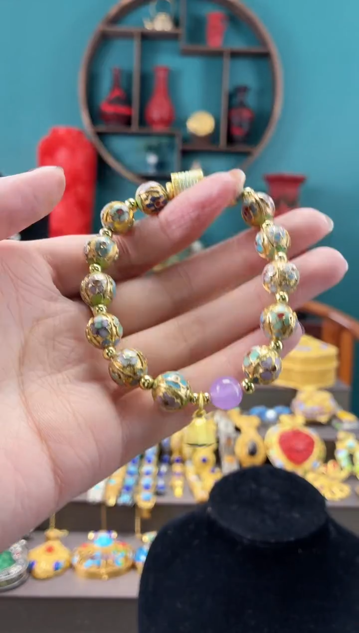 景泰蓝金地瓜楞手串1.0