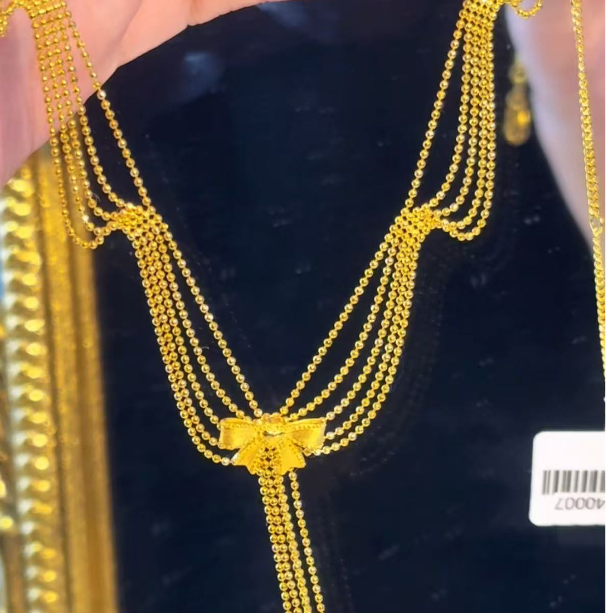 足金999在逃公主蕾丝蝴蝶结5G精工黄金项链套链（工费25）
