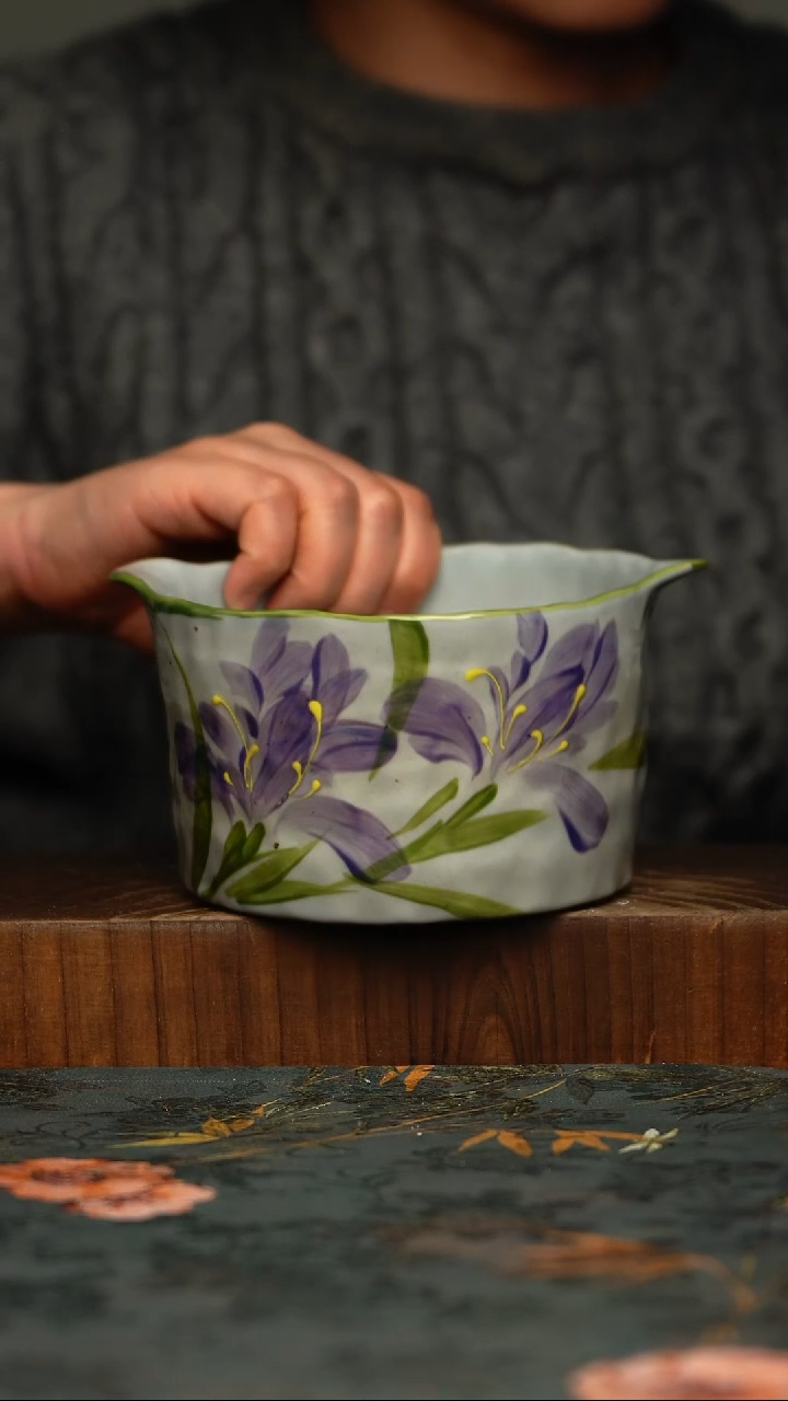 瓷片釉下彩手工手绘同款陶器