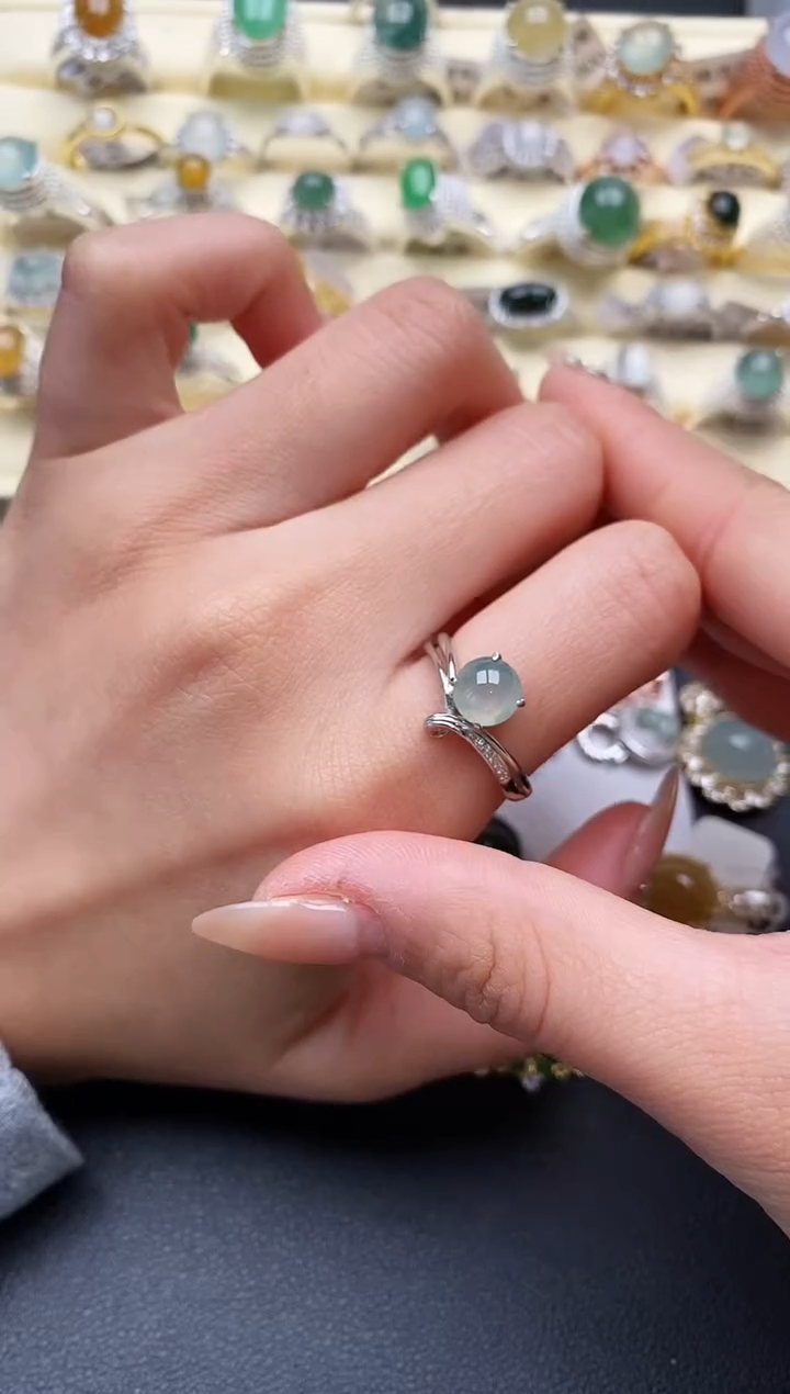 【闪购商品】翡翠戒指银S925镶嵌111111+6