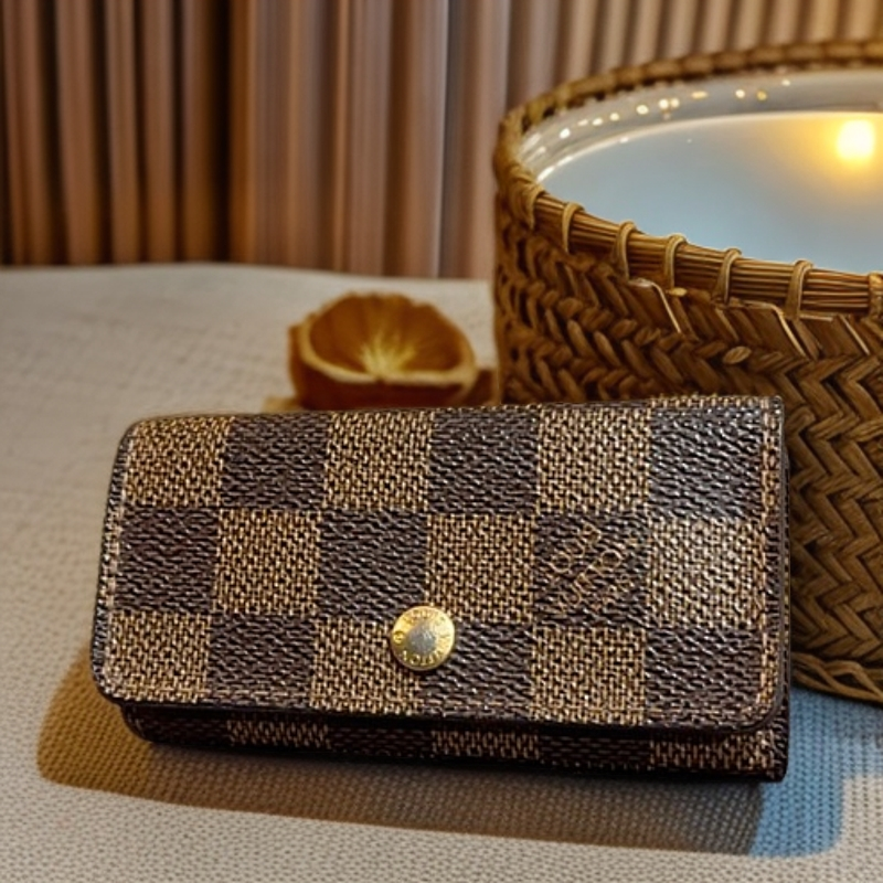 95新 LouisVuitton/路易威登 棕棋盘格钥匙包 1231 7500 