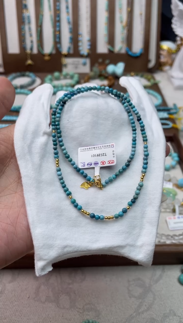 绿松石银S925镶嵌项链85