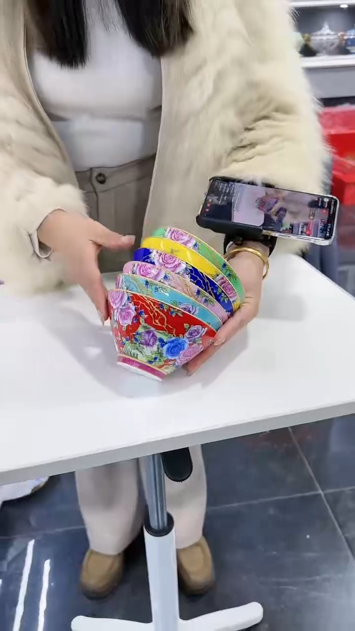 【闪购商品】瓷片斗笠碗5英寸饭碗混色10个