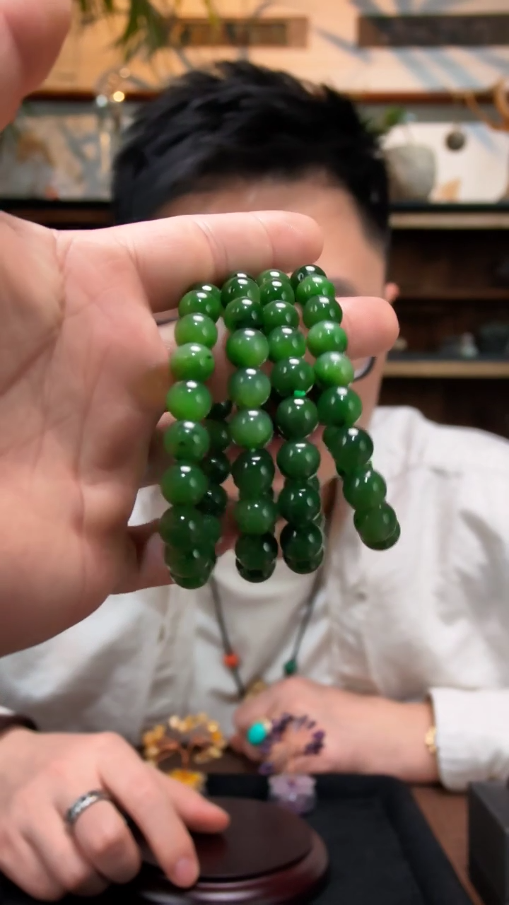 未镶嵌手串和田玉碧玉圆珠手串ZD多样性发其一